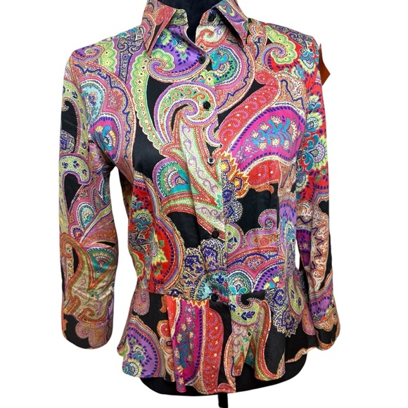 Lauren Ralph Lauren | Multicolor Paisley Button Down Top  | Sz 8 - Picture 1 of 5